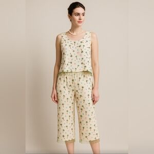 Key Lime Pie Two-Piece Set Beaded Fringe Boho Tropical Outfit